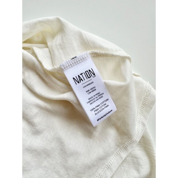 NATION LTD Quintana Ivory Cotton Jersey V-Neck Long Sleeve T-Shirt Top, Size S - Picture 14 of 15